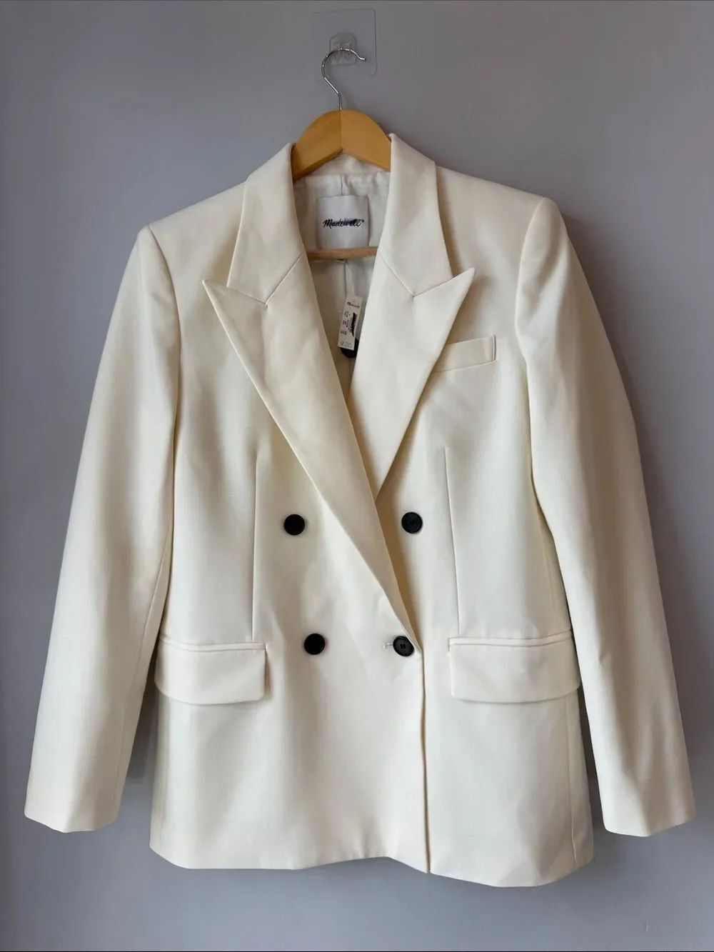 NWT Madewell Cream Wool Blend Tuxedo Blazer Jacket